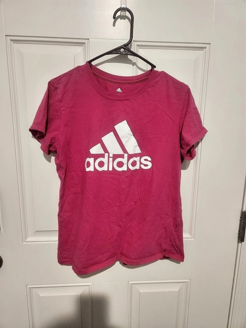adidas Golf Men’s Pink/White Logo Graphic Print Cotton Tee Shirt L